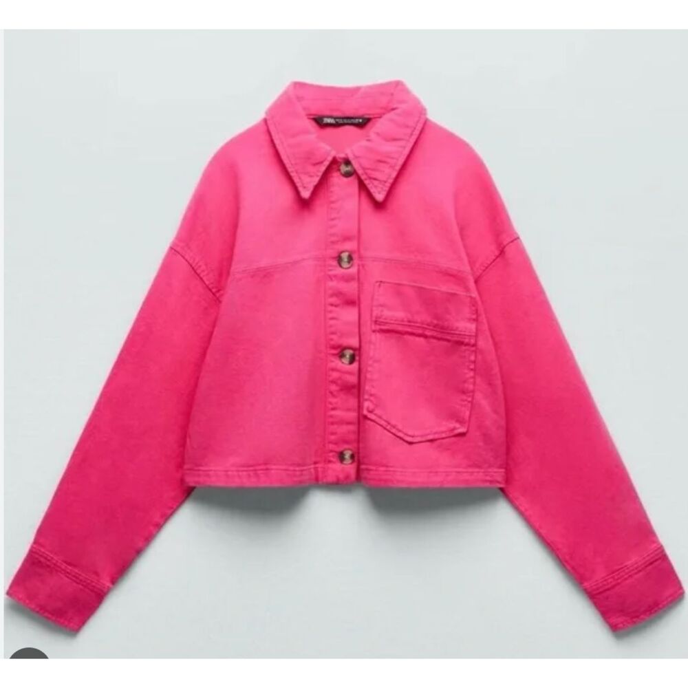 RESERVED Zara Hot Pink Denim Crop Jacket, Medium
